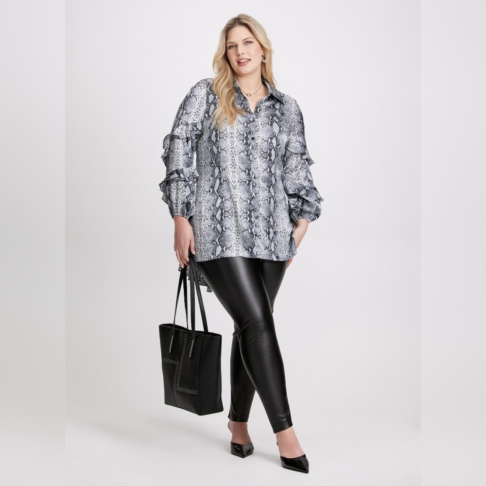 Plus Size Black Faux-Leather Leggings - Classic Pull-On Pant